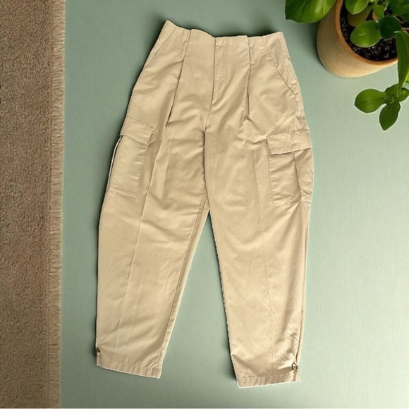 Zara Pants - ZARA Women’s Baggy Cargo Pants‎ Khaki High Waist Utility Pockets Streetwear Sz M